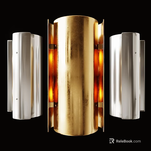 Modern Gold And Silver Wall Lamp Design With Illuminated Accents For Home Decor 3d model 