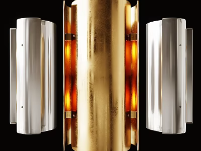 Modern Gold And Silver Wall Lamp Design With Illuminated Accents For Home Decor 3d model