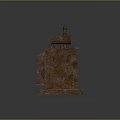 Rusted Industrial Transformer With Three Vertical Coils And Radiator Fins