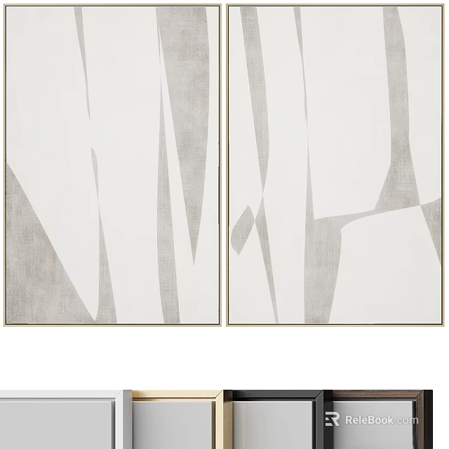 Modern Picture Frames with Two Piece Abstract Geometric Line Art Prints for Wall Decor 3d model 