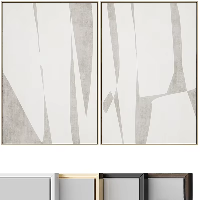 Modern Picture Frames with Two Piece Abstract Geometric Line Art Prints for Wall Decor 3d model