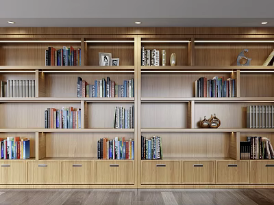 Modern Wooden File Cabinet With Multiple Shelves And Drawers For Office Storage 3d model