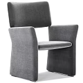 Modern Minimalist Single Chair With Light Gray Fabric And Unique Armrest Design