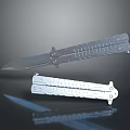 Folding Knife Weapon Two Pieces Open And Folded Metal Detailed Structural Sharp Blade Modern Design 3d model