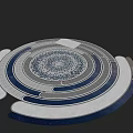 Ornate Circular Water Fountain Featuring Concentric Circles And Decorative Patterns 3d model