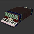 Modern Blue Red Black Accordion Musical Instrument With Piano Keyboard And Shiny Surface