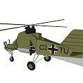 Military Style Green Helicopter with Cross Symbol Brown Seat Rotor and Landing Gear