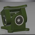 Green Mechanical Component With Double Bearings On Stable Metal Base Structure