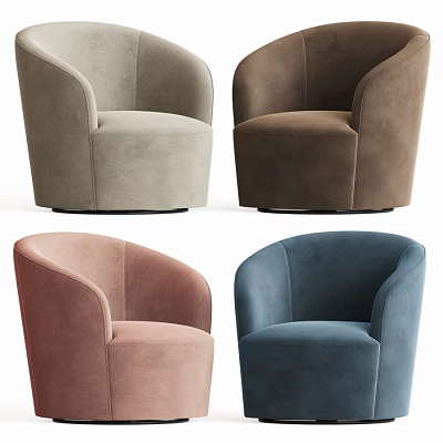 Light Gray Brown Pink Blue Velvet Accent Chairs With Modern Rounded Armrests For Living Room 3d model