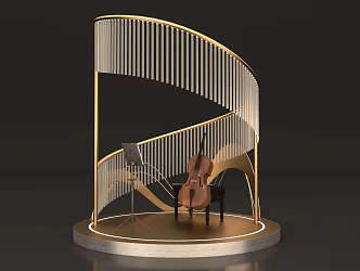 High Luxury Dinner Small Stage Cello Golden Stage Pin Point Luxury Evening Dinner 3d model
