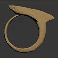 Elegant Golden Fish Shaped Ring With Textured Surface And Unique Fashion Design