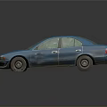 Blue Vintage Sedan Car With Worn Exterior And Classic Design Details