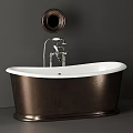 Sleek White Modern Bathtub with Oval Shape and Chrome Faucet Fixtures