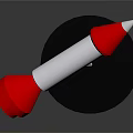 Space Rocket Model With White Red Design And Black Base Metal Spring Stand