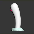 Cute Round White Long Game Movie Character With Pink Mouth And Light Blue Base