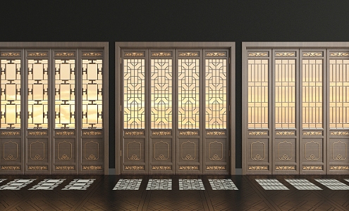 New Chinese Folding Door Folding Door Combination 3d model