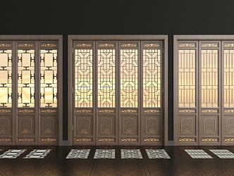 New Chinese Folding Door Folding Door Combination 3d model