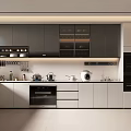 Modern Gray Kitchen Interior Design With Upper Lower Cabinets Appliances And Sleek Countertop