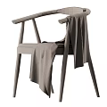 Modern Minimalist Solid Wood Single Chair With Soft Upholstered Seat And Cozy Knitted Blanket