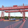 Red Gantry Crane Steel Structure With Frame Beams Supports For Construction Project