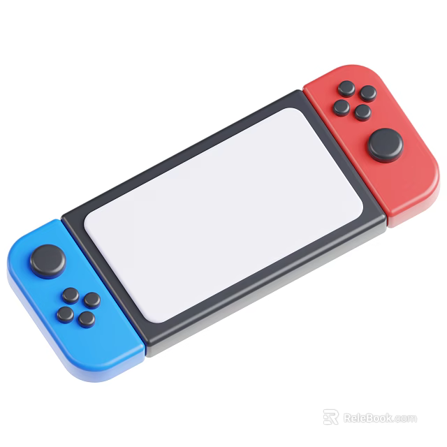 Smart Machine Game Console With Red And Blue Controllers And Large Screen 3d model 