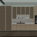 Modern Kitchen Interior With Wall And Base Cabinets Wooden Doors And Stone Countertop