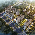 Aerial Planning of Residential Area With High Rise Buildings Greenery And Roads