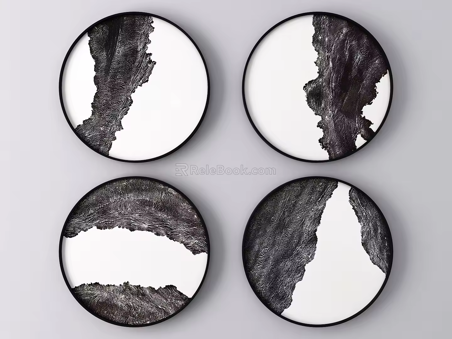 Modern round frame painting round frame abstract decorative hanging painting 3d model