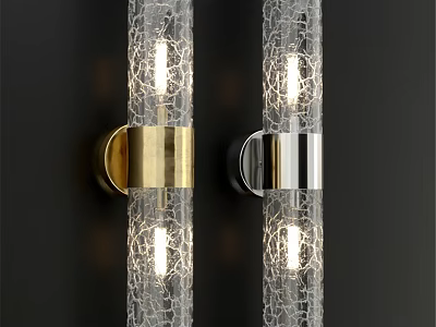 Stylish Modern Wall Lamps With Cracked Glass And Gold Silver Metal Bases 3d model