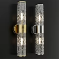 Stylish Modern Wall Lamps With Cracked Glass And Gold Silver Metal Bases