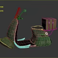 Green Modern Scooter With Cardboard Boxes And Blue Light Effects For Delivery