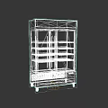 Double Glass Door Display Refrigerator With Black Body Blue Top And Multiple Shelves