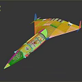 Yellow Streamlined Aircraft Model With Transparent Cockpit And Interior Details 3d model
