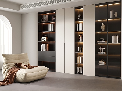 Modern Study Leisure Sofa Book Ornaments 3d model