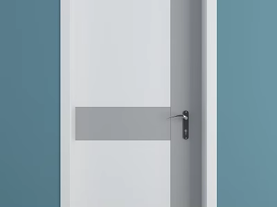 Modern White Hinged Door With Gray Panel And Sleek Design For Home Interior 3d model