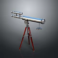 Beautiful Natural Scenery Observed Through Silver Telescope on Red Tripod