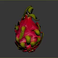 Fresh Red Dragon Fruit With Green Yellow Leaves On Dark Background