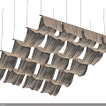 Hanging Layered Linen Ceiling Drapery With Pleated Design For Decorative Interior 3d model