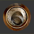 Nested Layered Bowl Shaped Sculpture Carving With Wooden Base And Colorful Details