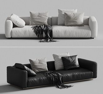 poliform modern double sofa leather sofa 3d model