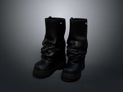 Durable Black Tall Boots For Daily Use With Comfortable Fit And Non Slip Sole 3d model