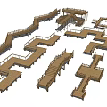 Wooden Landscape Bridge 3D Models with Various Designs Curved Paths Steps and Platforms 3d model