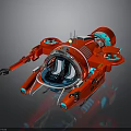 Advanced Red Water Vehicle with Transparent Cockpit Mechanical Arm and F001 Model