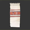 Traditional White Fabric With Lace Trim Red Decorative Band And Colorful Stripes