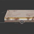 Light Brown Trailer With Wooden Texture Yellow Stripe Decoration Metal Grille Vent Wheels And Hitch