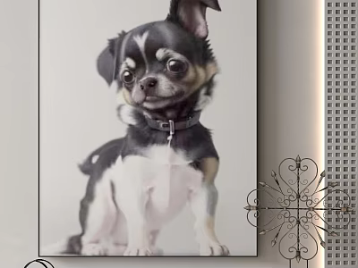 High Quality Realistic Chihuahua Dog Animal Painting Canvas Wall Art Decor 3d model