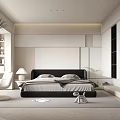 Modern Bedroom Interior With Black Headboard Bed Linen Bedding Window Blinds And Minimalist Decor