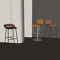 Modern Upholstered Bar Stools With Metal Frames In Brown Orange And Tan Tones
