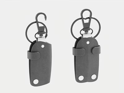 Black Leather Key Holders With Double Hook Design And Key Rings 3d model