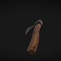 Vintage Axe With Rustic Metal Head And Natural Wooden Handle